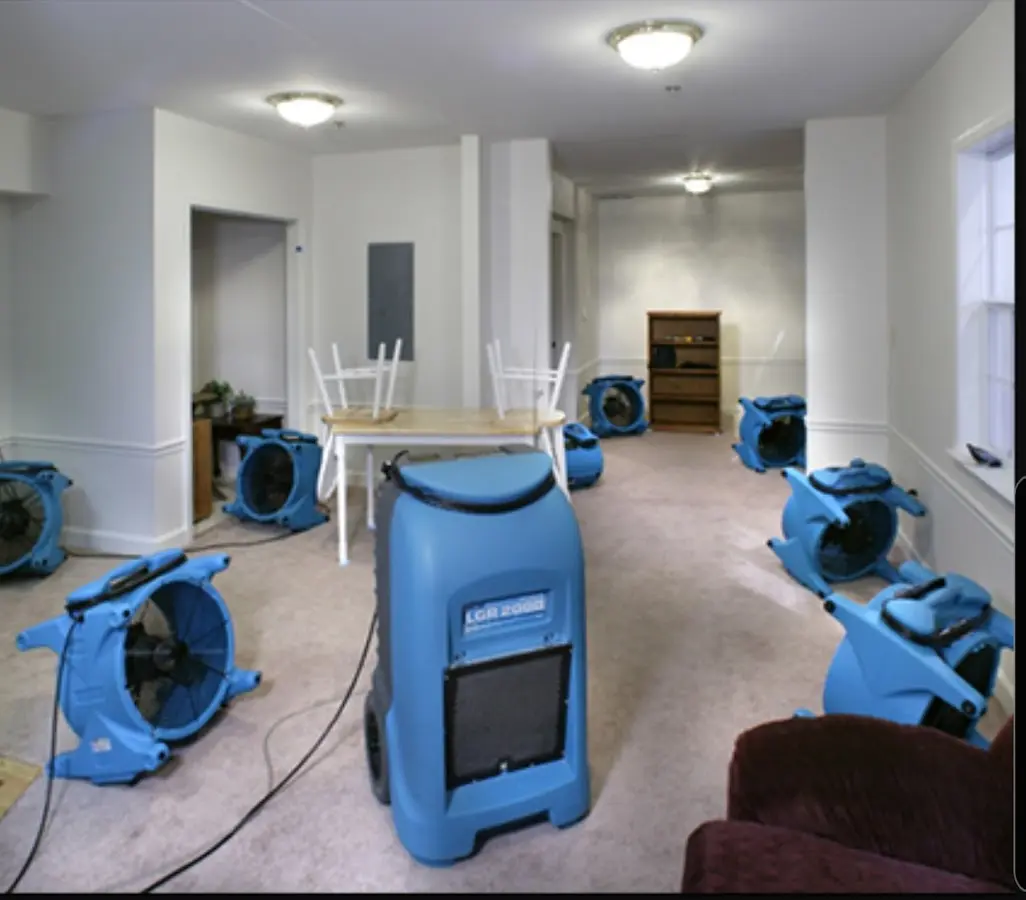 Air movers and dehumidifier setup for Water Damage Restoration in Lauderhill